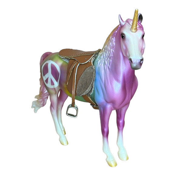 Handmade Brown w/Brown Knee Roll Leather English Saddle Tack Breyer Model Horse - Picture 2 of 4